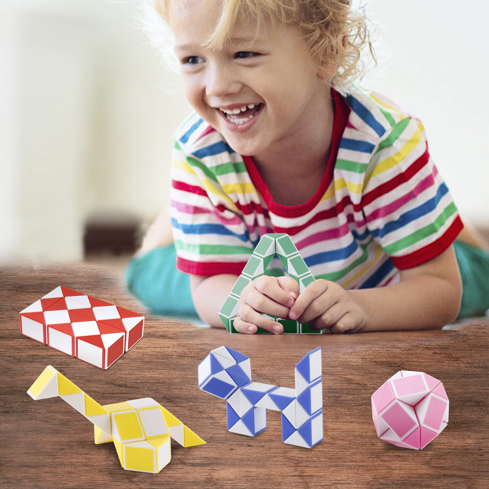 Ganowo 30-Pack Fidget Snake Cube Twist Puzzles – Random Colors, Party Favors & Stocking Stuffers