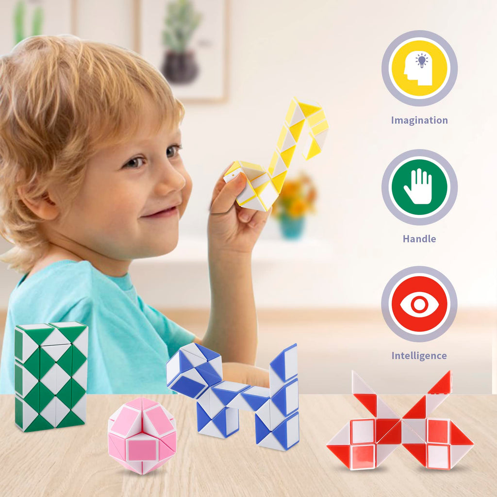 Ganowo 30-Pack Fidget Snake Cube Twist Puzzles – Random Colors, Party Favors & Stocking Stuffers