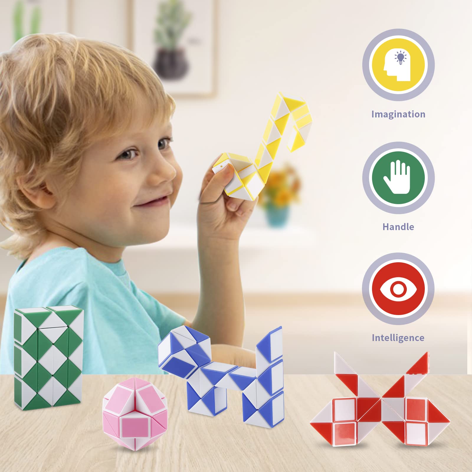 Ganowo 30-Pack Fidget Snake Cube Twist Puzzles – Random Colors, Party Favors & Stocking Stuffers