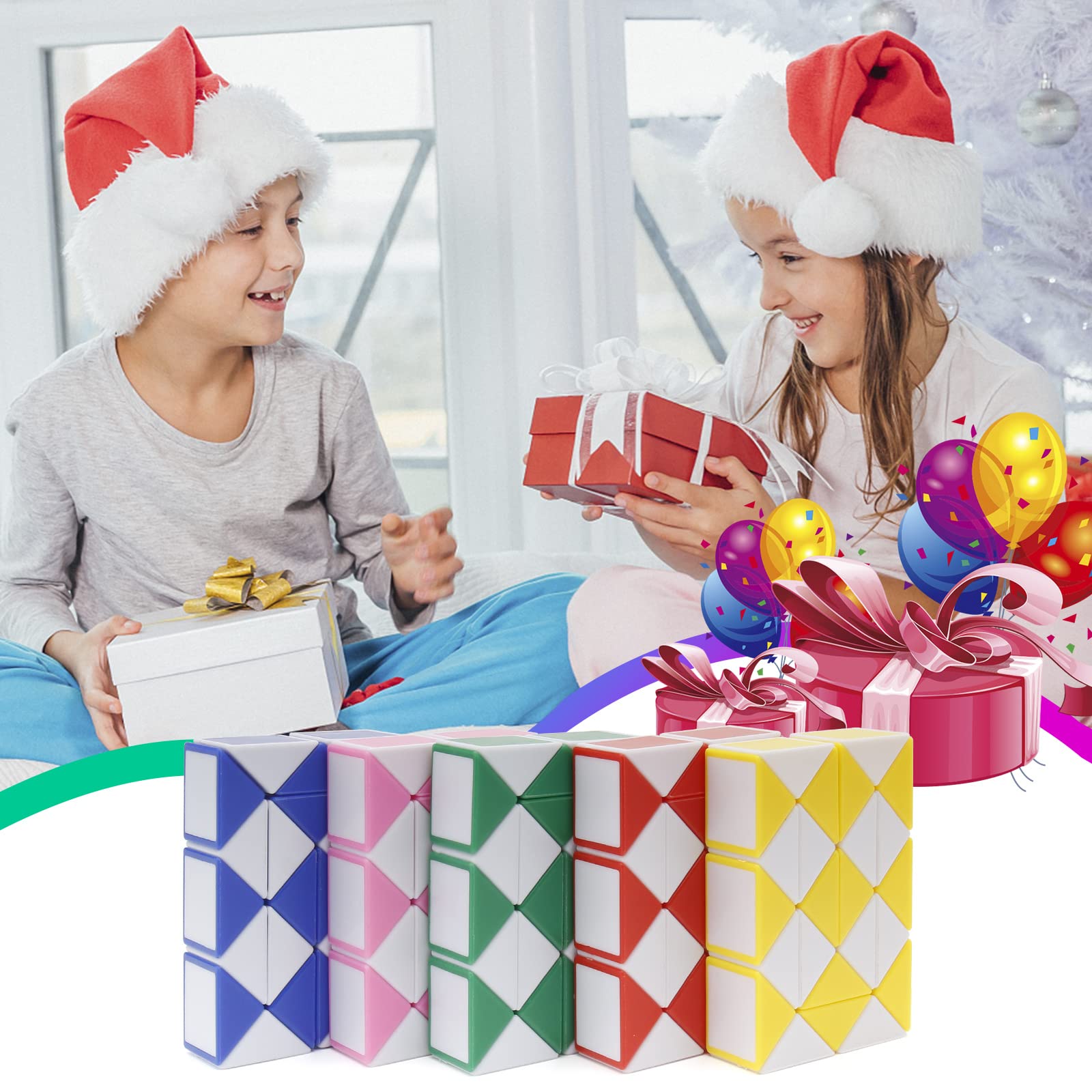 Ganowo 30-Pack Fidget Snake Cube Twist Puzzles – Random Colors, Party Favors & Stocking Stuffers