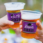 Gatherfun Class of 2026 Celebration – 100 Pcs 16oz Purple Graduation Plastic Cups