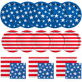 Gatherfun American Flag Patriotic Party Supplies – 50pc Disposable Dinner Plates, Dessert Plates, Napkins & Cocktail Napkins