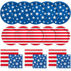 Gatherfun American Flag Patriotic Party Supplies – 50pc Disposable Dinner Plates, Dessert Plates, Napkins & Cocktail Napkins