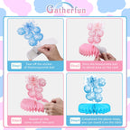 Gatherfun Gender Reveal Decoration Set — Honeycomb Centerpieces for Boy or Girl Baby Showers