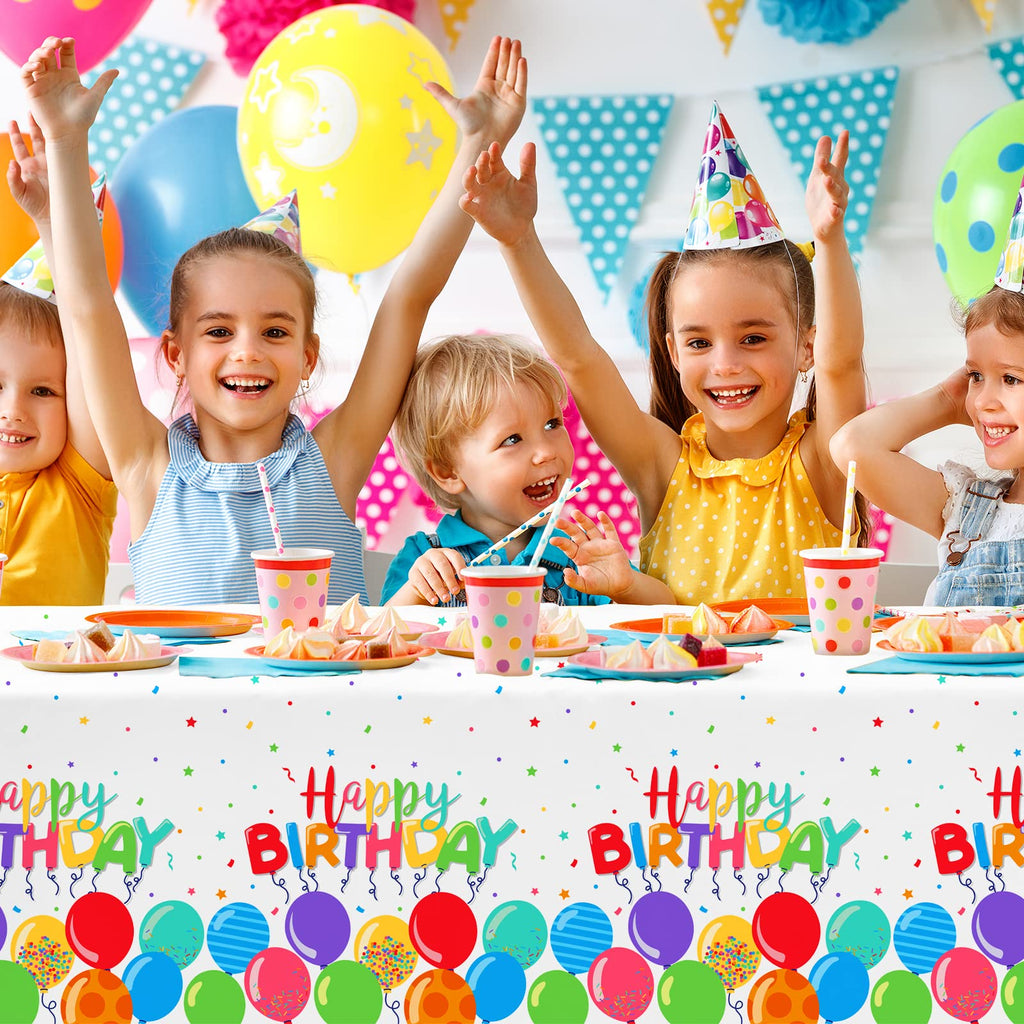 Gatherfun Birthday Disposable Tablecloth – 54x108 in, 3-Pack for Kid’s Party