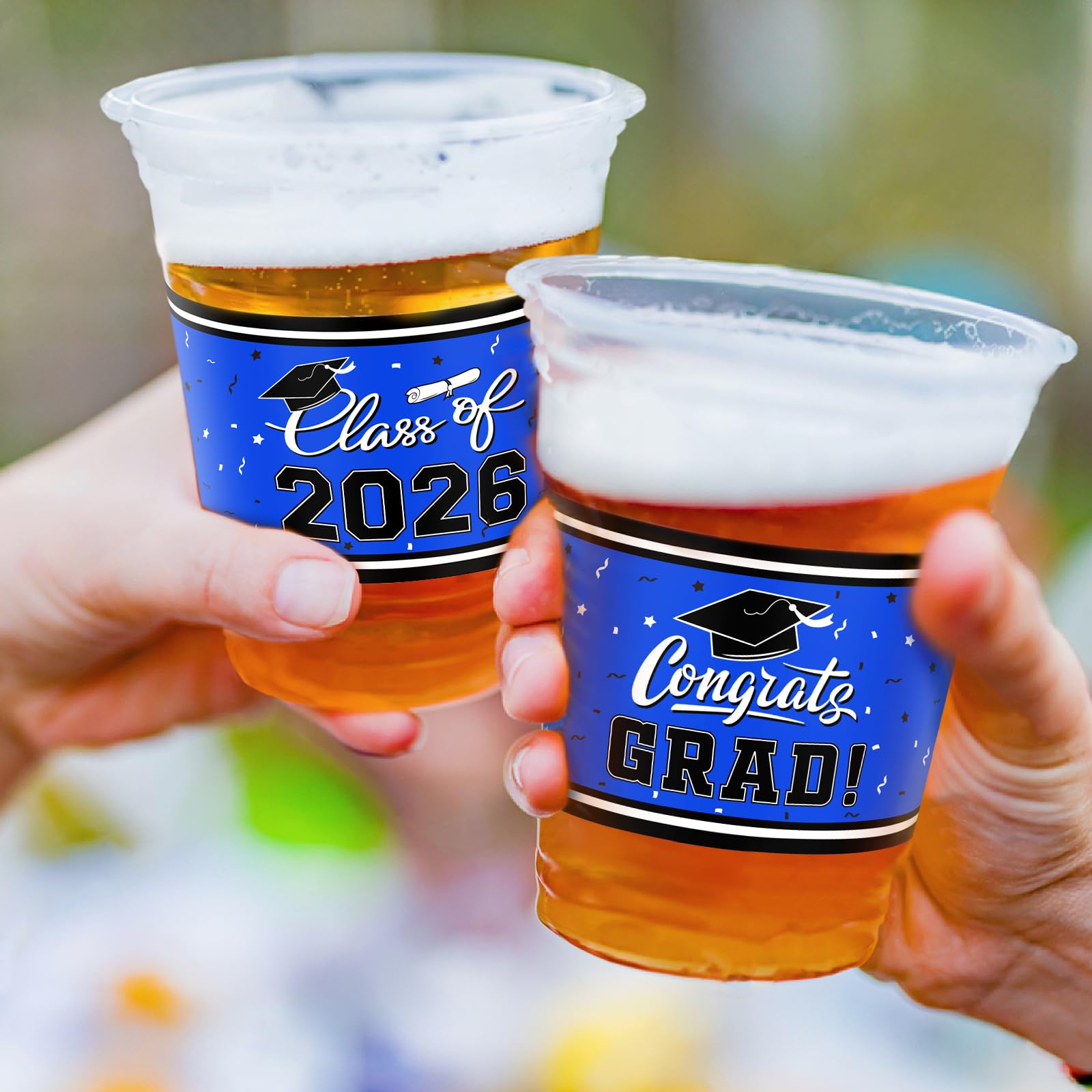 Gatherfun Graduation Decorations – 100-Pack 16oz Blue Cups for Grad Parties