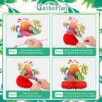 Gatherfun Dinosaur Birthday Party Kit – Honeycomb Centerpiece & Dino Table Decorations