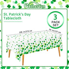 Gatherfun St. Patrick's Day Shamrock Tablecloths - 54x108 in Disposable Table Covers (3-Pack)