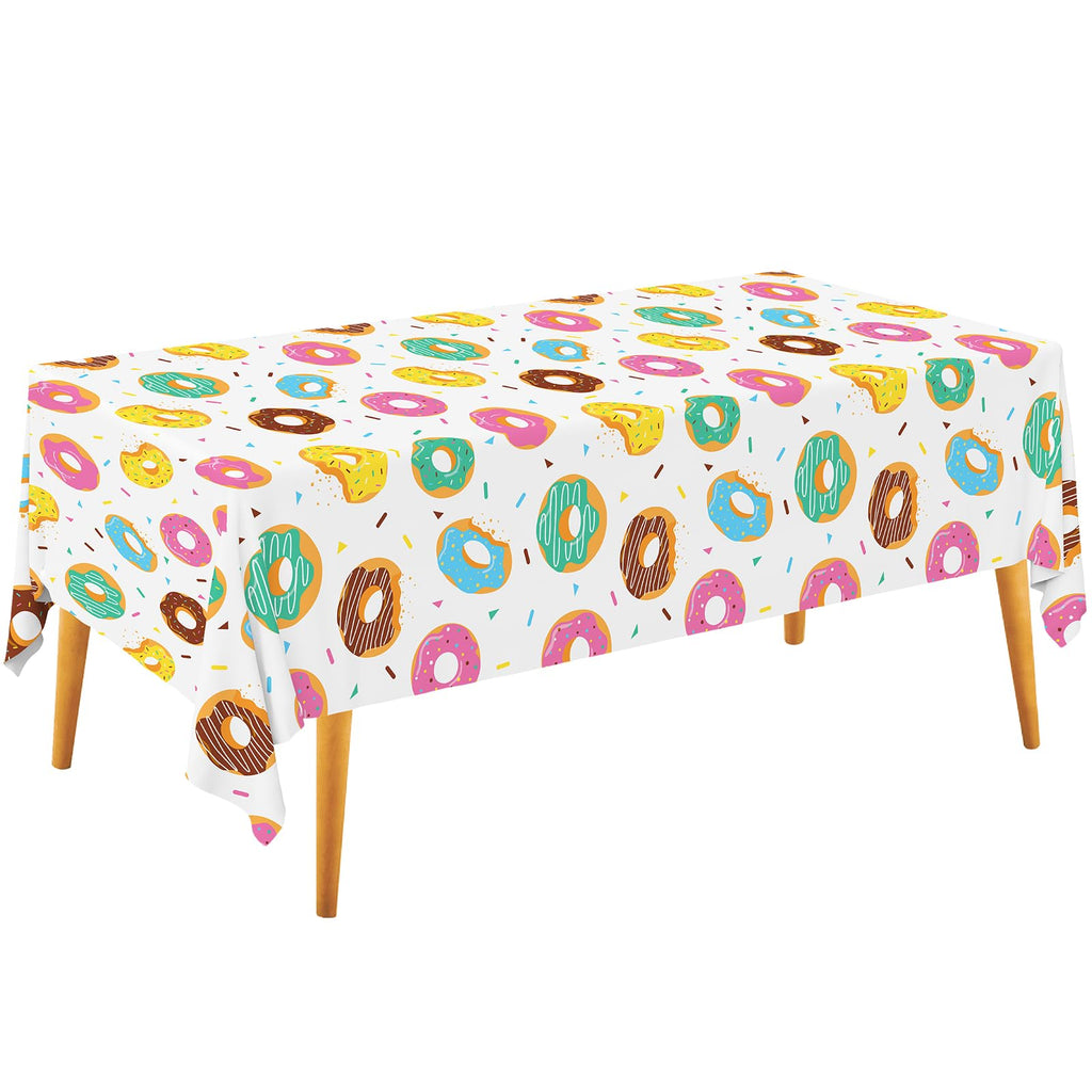 Gatherfun Donut Party Supplies - 2-Pack Donut Birthday Tablecloths (54 x 108 in) | Disposable Party Cover