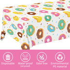 Gatherfun Donut Party Supplies - 2-Pack Donut Birthday Tablecloths (54 x 108 in) | Disposable Party Cover