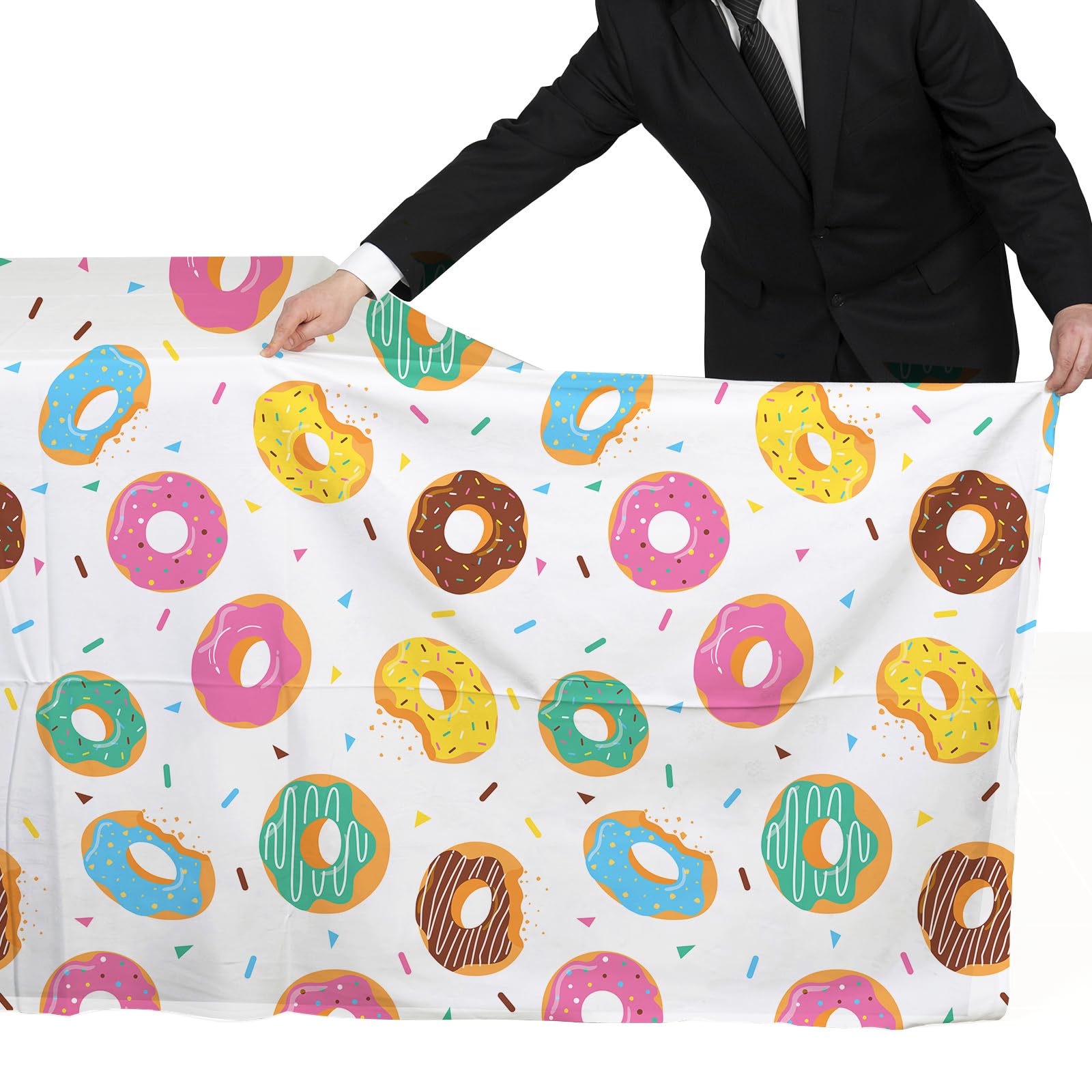 Gatherfun Donut Party Supplies - 2-Pack Donut Birthday Tablecloths (54 x 108 in) | Disposable Party Cover