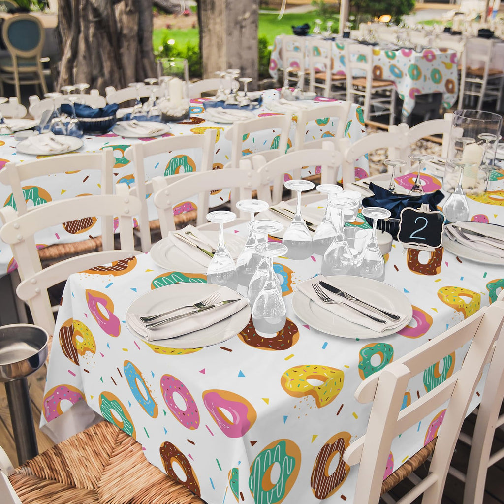 Gatherfun Donut Party Supplies - 2-Pack Donut Birthday Tablecloths (54 x 108 in) | Disposable Party Cover