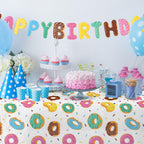 Gatherfun Donut Party Supplies - 2-Pack Donut Birthday Tablecloths (54 x 108 in) | Disposable Party Cover