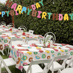Gatherfun Donut Party Supplies - 2-Pack Donut Birthday Tablecloths (54 x 108 in) | Disposable Party Cover