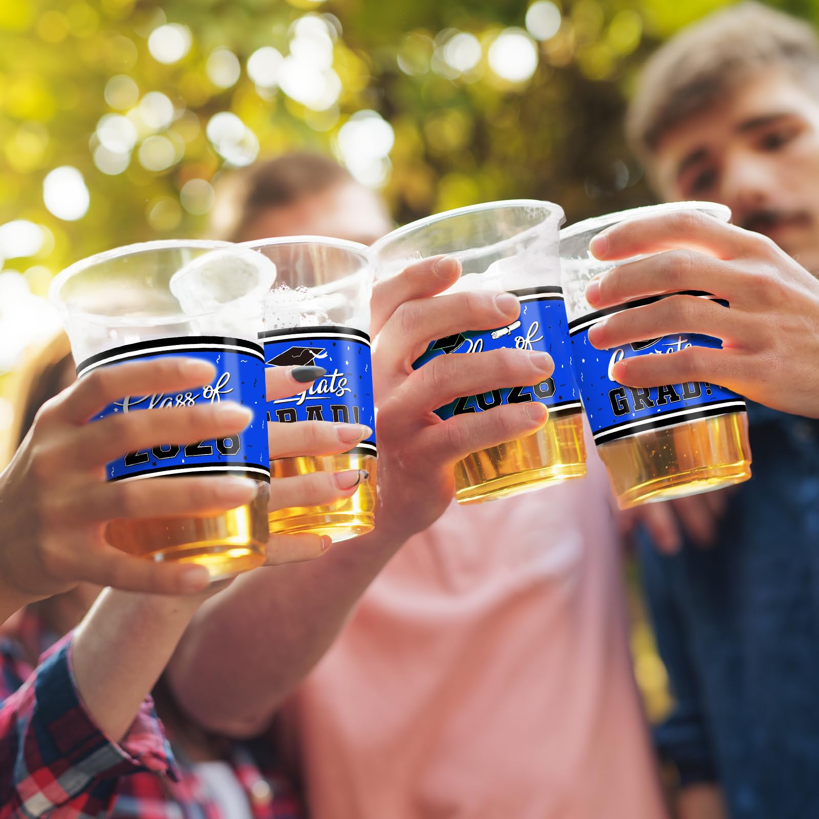 Gatherfun Graduation Decorations – 100-Pack 16oz Blue Cups for Grad Parties