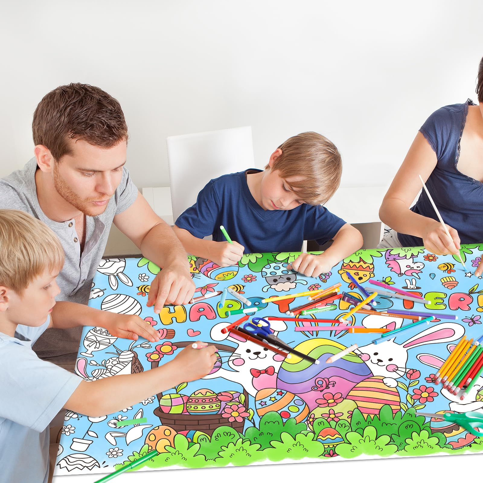 Gatherfun Easter Party Activity Poster — 31.5 x 72 in | Coloring Banner & Table Cover