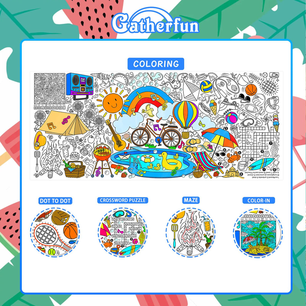 Gatherfun Giant Coloring Poster for Classroom – 31.5x72 Table Cover & Summer Banner