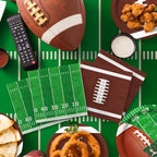 Gatherfun Football Party Supplies Kit – Serves 24 | Plates, Cups, Napkins, Banner & Tablecloth