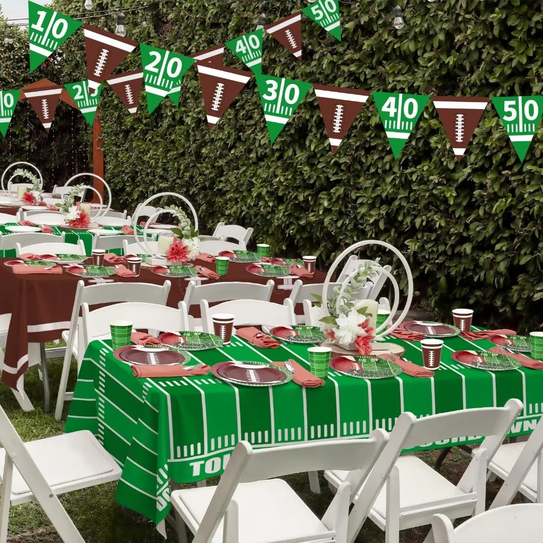 Gatherfun Football Party Supplies Kit – Serves 24 | Plates, Cups, Napkins, Banner & Tablecloth