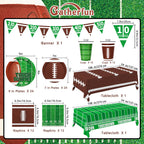 Gatherfun Football Party Supplies Kit – Serves 24 | Plates, Cups, Napkins, Banner & Tablecloth