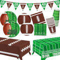 Gatherfun Football Party Supplies Kit – Serves 24 | Plates, Cups, Napkins, Banner & Tablecloth