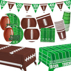 Gatherfun Football Party Supplies Kit – Serves 24 | Plates, Cups, Napkins, Banner & Tablecloth