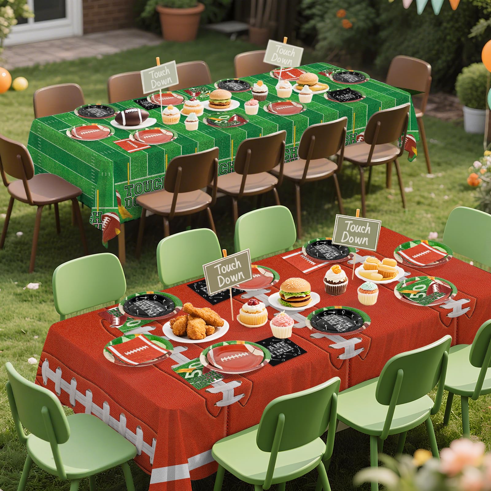 Gatherfun Football Party Decorations Kit for 24 | Plates, Cups, Napkins, Banner & Tablecloth