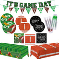 Gatherfun Football Party Decorations Kit for 24 | Plates, Cups, Napkins, Banner & Tablecloth