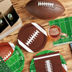 Gatherfun Football Party Supplies Kit – Serves 24 | Plates, Cups, Napkins, Banner & Tablecloth