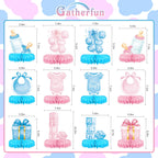 Gatherfun Gender Reveal Decoration Set — Honeycomb Centerpieces for Boy or Girl Baby Showers