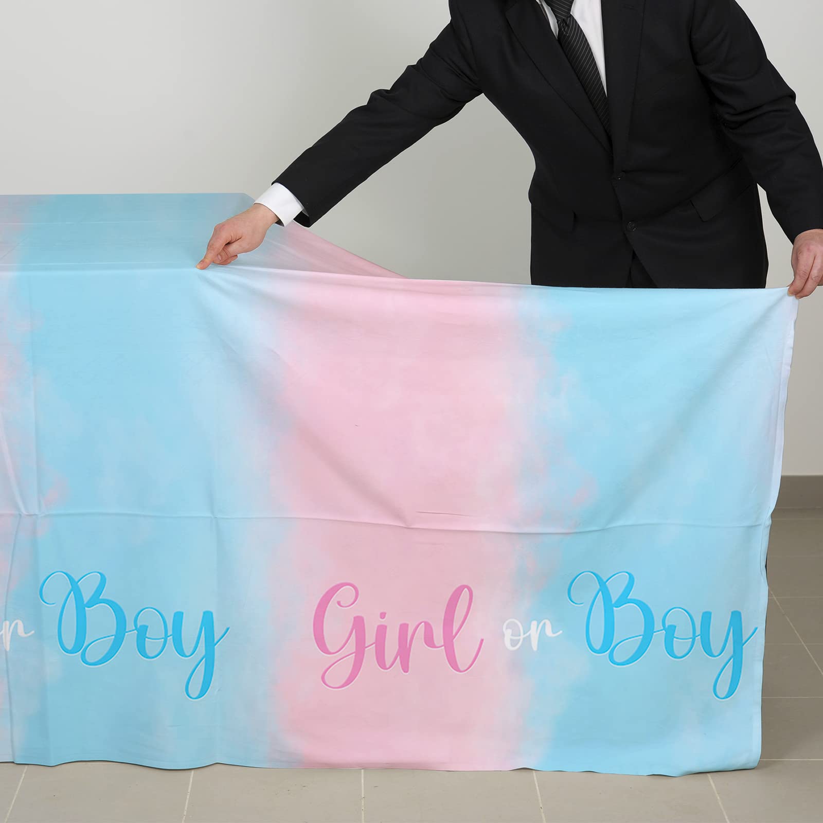 Gatherfun Gender Reveal Tablecloths - 3 Pack, 54x108 in, Waterproof Disposable Decor