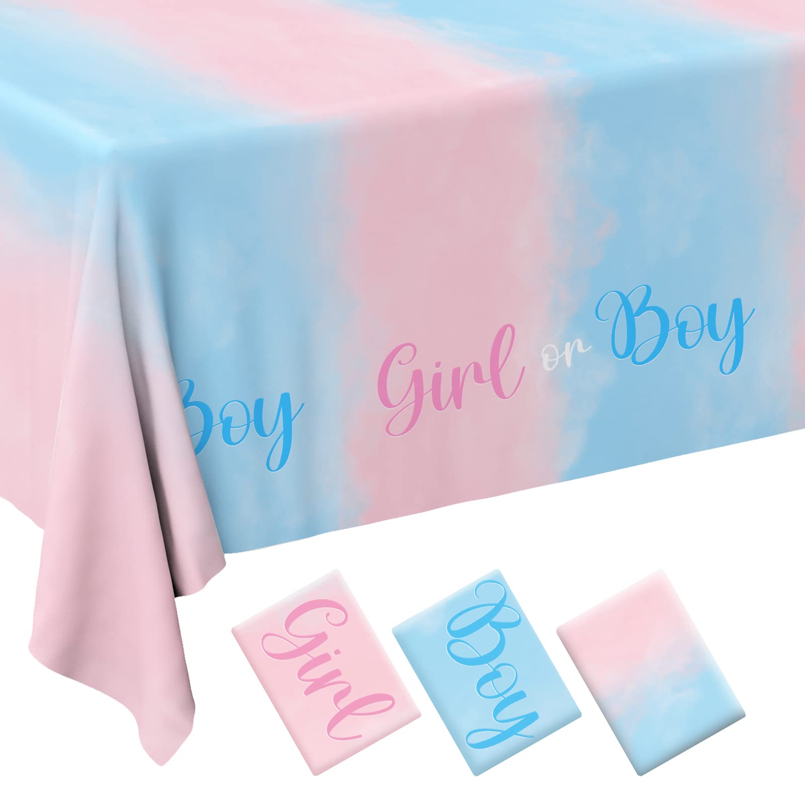 Gatherfun Gender Reveal Tablecloths - 3 Pack, 54x108 in, Waterproof Disposable Decor