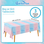 Gatherfun Gender Reveal Tablecloths - 3 Pack, 54x108 in, Waterproof Disposable Decor