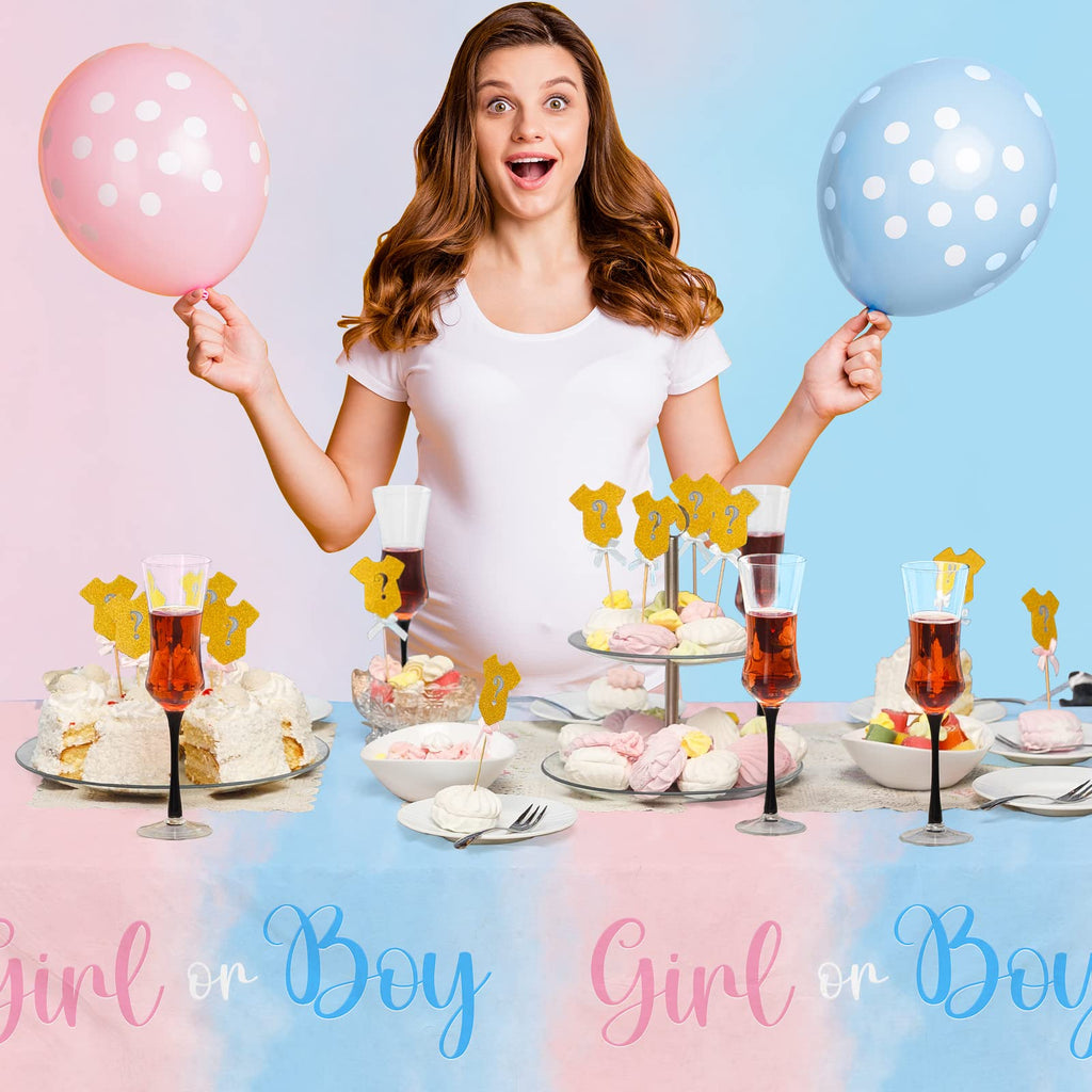 Gatherfun Gender Reveal Tablecloths - 3 Pack, 54x108 in, Waterproof Disposable Decor