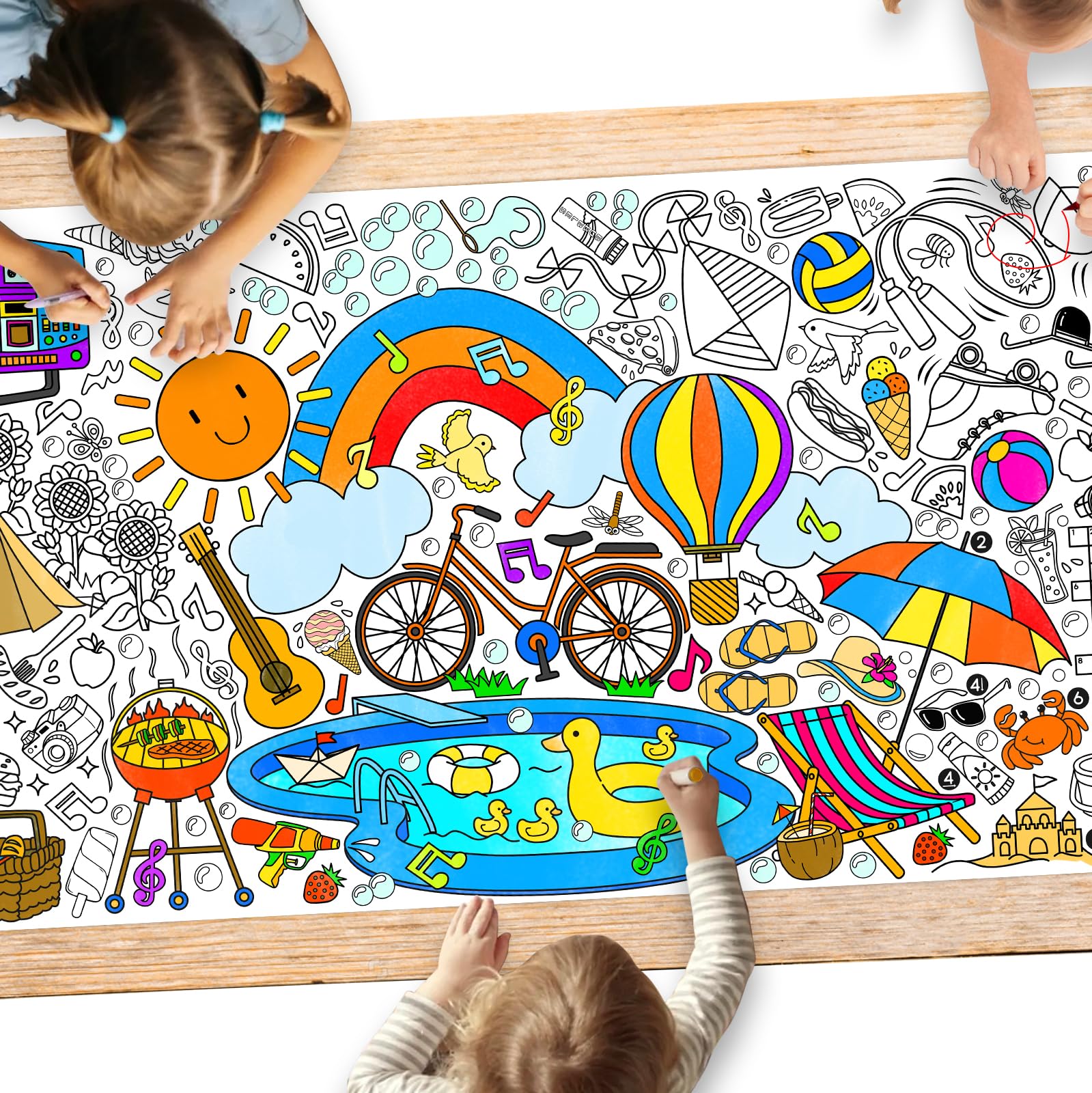 Gatherfun Giant Coloring Poster for Classroom – 31.5x72 Table Cover & Summer Banner