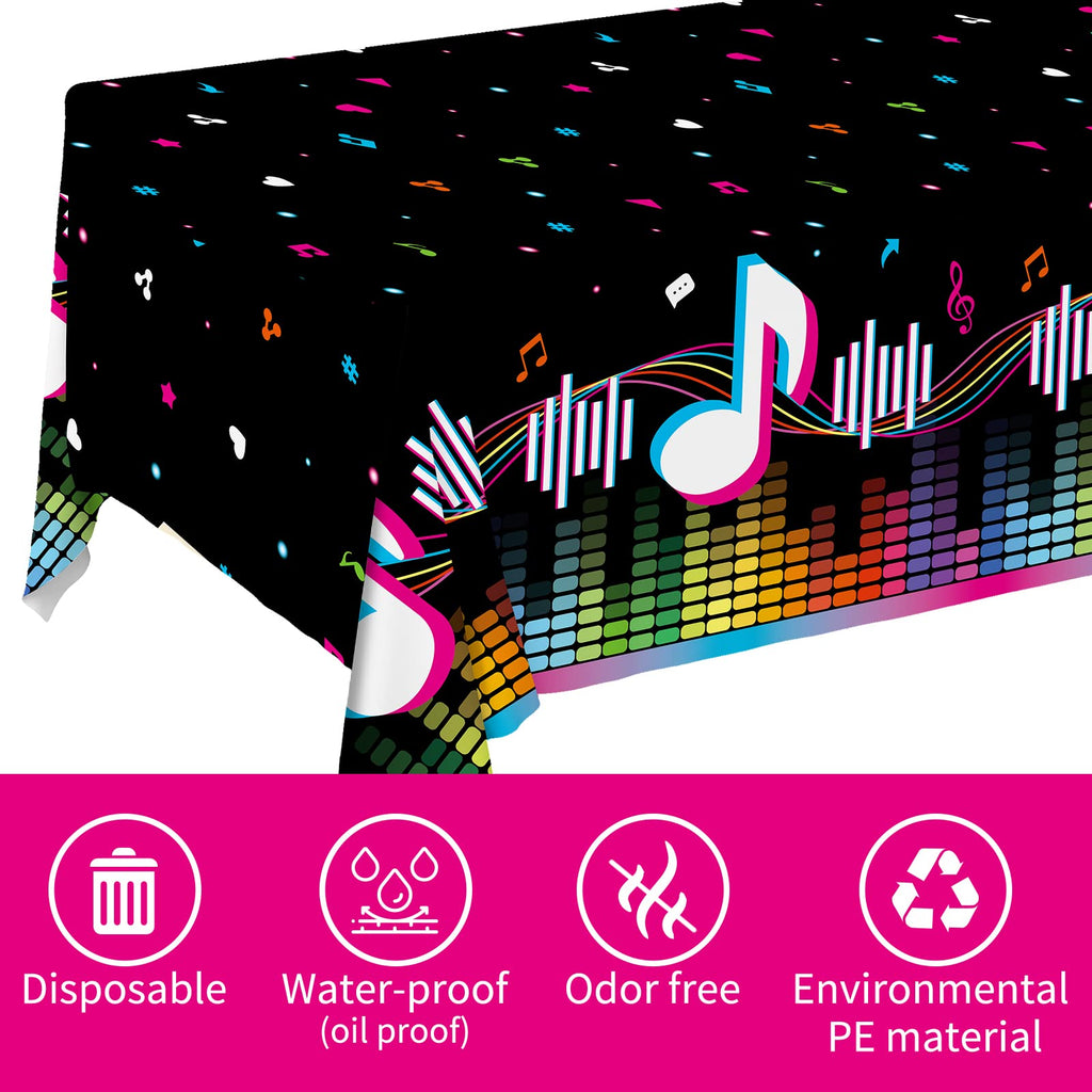 Gatherfun Music Party Disposable Tablecloth – 3-Pack, 54" x 108" | Music Theme Birthday Table Cover