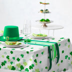 Gatherfun St. Patrick's Day Shamrock Tablecloths - 54x108 in Disposable Table Covers (3-Pack)
