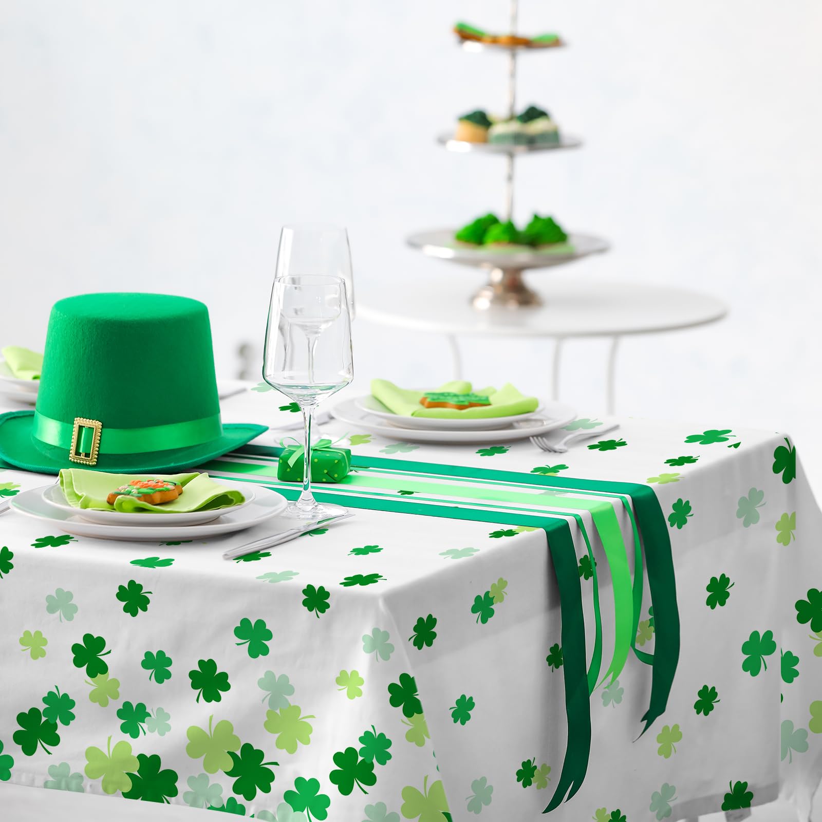 Gatherfun St. Patrick's Day Shamrock Tablecloths - 54x108 in Disposable Table Covers (3-Pack)