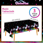 Gatherfun Music Party Disposable Tablecloth – 3-Pack, 54" x 108" | Music Theme Birthday Table Cover
