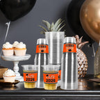 Gatherfun Class of 2026 Graduation Cups - 100 Pack, 16oz Orange Plastic Cups for Festive Party Service