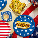 Gatherfun American Flag Patriotic Party Supplies – 50pc Disposable Dinner Plates, Dessert Plates, Napkins & Cocktail Napkins