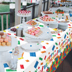 Gatherfun Building Block Tablecloth – 3-Pack, 54 x 108 in, Plastic Block-Themed Party Cover