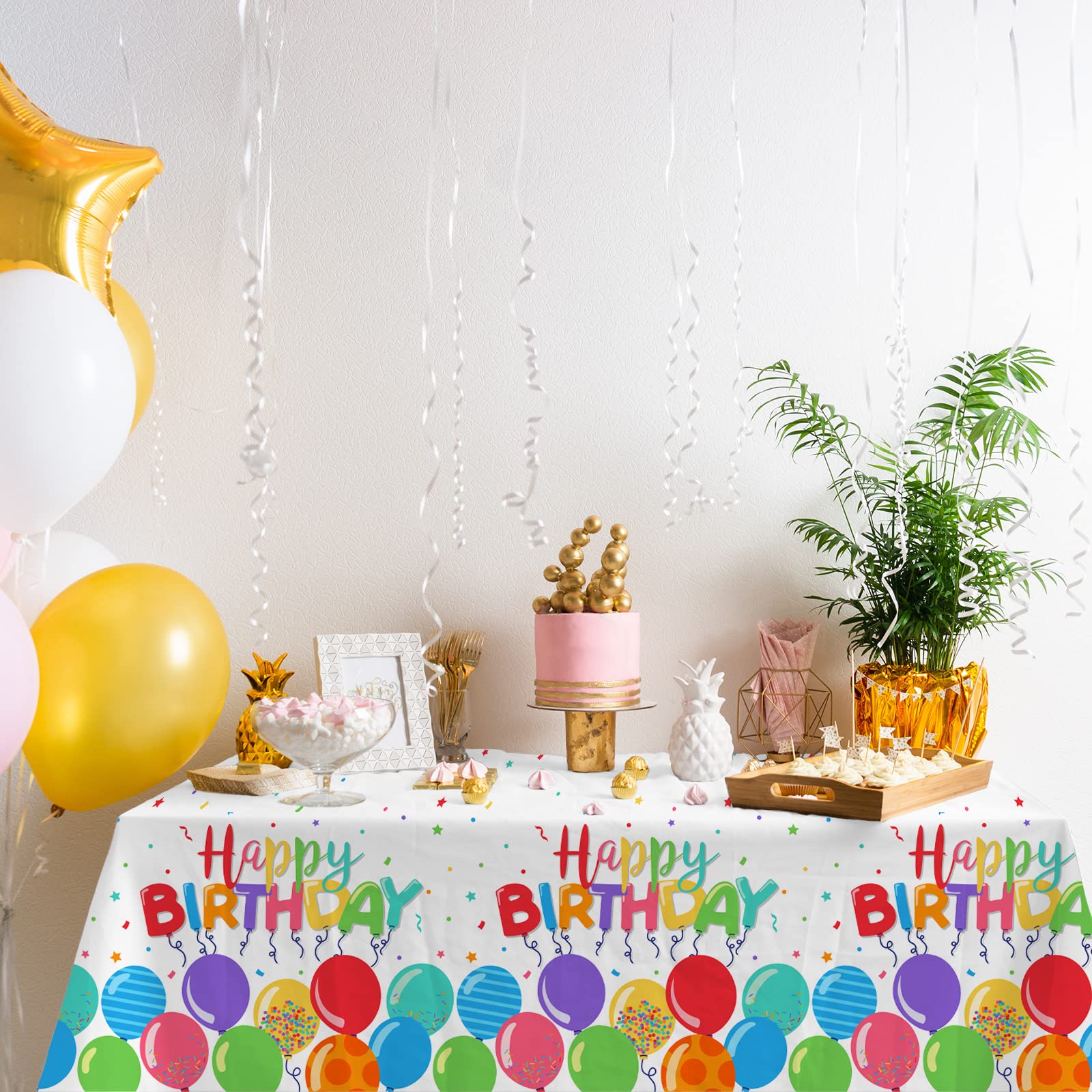 Gatherfun Birthday Disposable Tablecloth – 54x108 in, 3-Pack for Kid’s Party