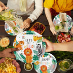 Gatherfun Safari Jungle Birthday Party Supplies – 25-Count Dinner Plates, Dessert Plates, Napkins, Cups, Banner & Tablecloth