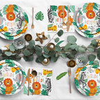 Gatherfun Safari Jungle Birthday Party Supplies – 25-Count Dinner Plates, Dessert Plates, Napkins, Cups, Banner & Tablecloth