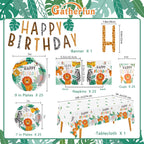 Gatherfun Safari Jungle Birthday Party Supplies – 25-Count Dinner Plates, Dessert Plates, Napkins, Cups, Banner & Tablecloth
