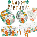 Gatherfun Safari Jungle Birthday Party Supplies – 25-Count Dinner Plates, Dessert Plates, Napkins, Cups, Banner & Tablecloth