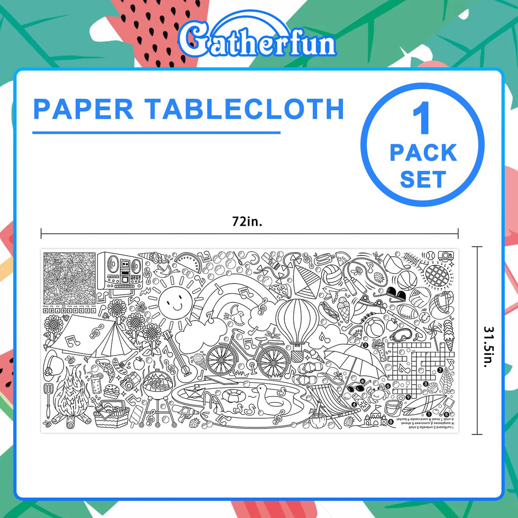 Gatherfun Giant Coloring Poster for Classroom – 31.5x72 Table Cover & Summer Banner