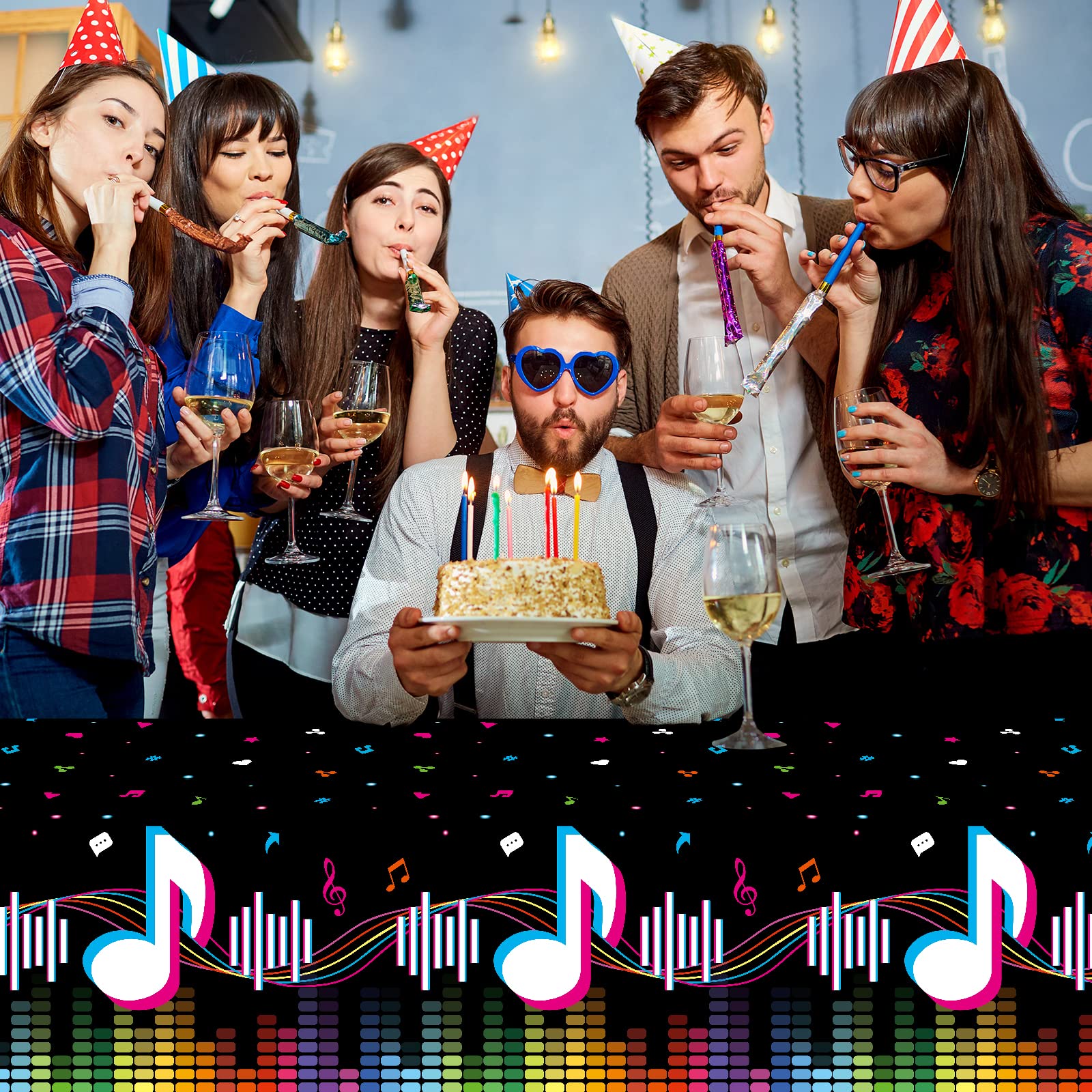 Gatherfun Music Party Disposable Tablecloth – 3-Pack, 54" x 108" | Music Theme Birthday Table Cover