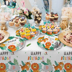 Gatherfun Safari Jungle Birthday Party Supplies – 25-Count Dinner Plates, Dessert Plates, Napkins, Cups, Banner & Tablecloth